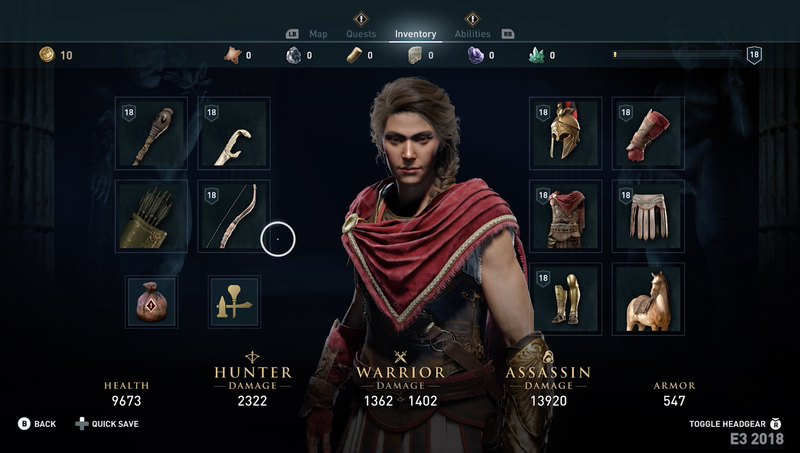 Odyssey explicitly quantifies the player’s prowess in three styles of play: ranged fighting (Hunter), close-up brawling (Warrior) and stealth (Assassin).
